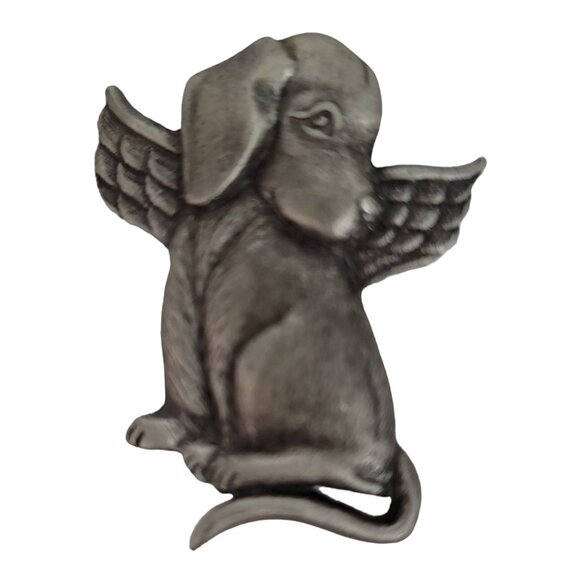 L Razza Silver Tone Angel Wing Dog Brooch Pin, Signed M298 - Picture 1 of 4